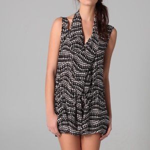 Thakoon Addition Draped Silk Drawstring Waist Romper Geometric Print | A63